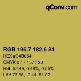 カラーコード: RGB 196.7 182.6 84 | qconv.com