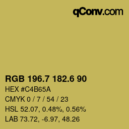 カラーコード: RGB 196.7 182.6 90 | qconv.com