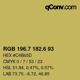 カラーコード: RGB 196.7 182.6 93 | qconv.com