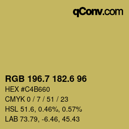 カラーコード: RGB 196.7 182.6 96 | qconv.com