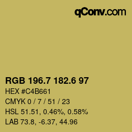 カラーコード: RGB 196.7 182.6 97 | qconv.com