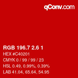 カラーコード: RGB 196.7 2.6 1 | qconv.com