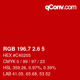 カラーコード: RGB 196.7 2.6 5 | qconv.com