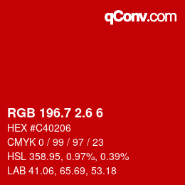 カラーコード: RGB 196.7 2.6 6 | qconv.com
