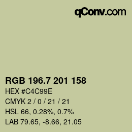 カラーコード: RGB 196.7 201 158 | qconv.com