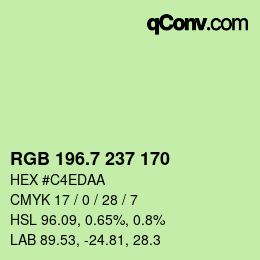 カラーコード: RGB 196.7 237 170 | qconv.com