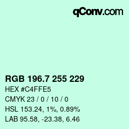 カラーコード: RGB 196.7 255 229 | qconv.com