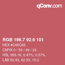 カラーコード: RGB 196.7 92.6 101 | qconv.com
