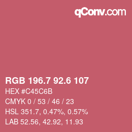 カラーコード: RGB 196.7 92.6 107 | qconv.com