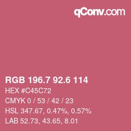 カラーコード: RGB 196.7 92.6 114 | qconv.com
