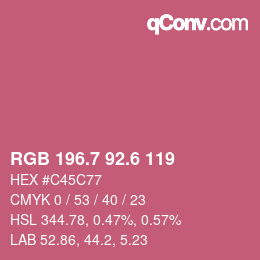 カラーコード: RGB 196.7 92.6 119 | qconv.com