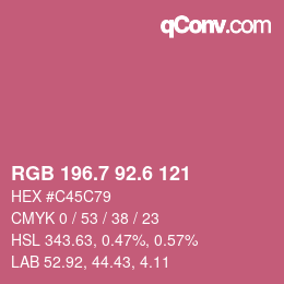 カラーコード: RGB 196.7 92.6 121 | qconv.com
