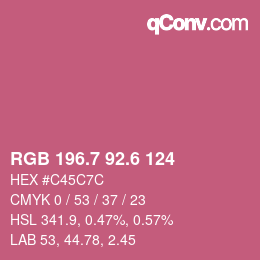 カラーコード: RGB 196.7 92.6 124 | qconv.com