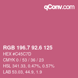 カラーコード: RGB 196.7 92.6 125 | qconv.com