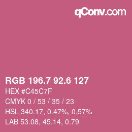 カラーコード: RGB 196.7 92.6 127 | qconv.com