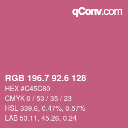 カラーコード: RGB 196.7 92.6 128 | qconv.com