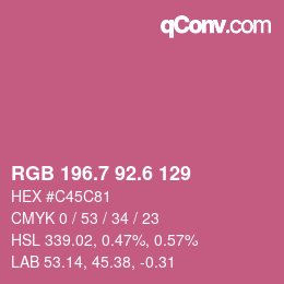 カラーコード: RGB 196.7 92.6 129 | qconv.com