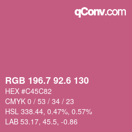 カラーコード: RGB 196.7 92.6 130 | qconv.com