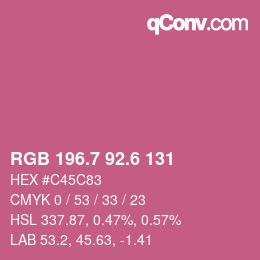 カラーコード: RGB 196.7 92.6 131 | qconv.com