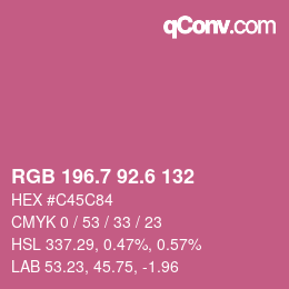 カラーコード: RGB 196.7 92.6 132 | qconv.com