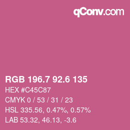 カラーコード: RGB 196.7 92.6 135 | qconv.com