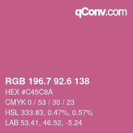 カラーコード: RGB 196.7 92.6 138 | qconv.com