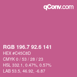 カラーコード: RGB 196.7 92.6 141 | qconv.com
