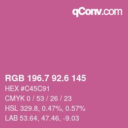 カラーコード: RGB 196.7 92.6 145 | qconv.com