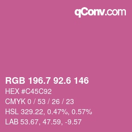 カラーコード: RGB 196.7 92.6 146 | qconv.com