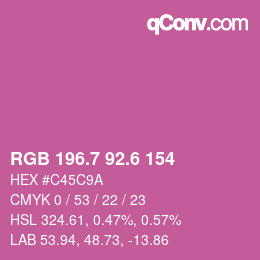 カラーコード: RGB 196.7 92.6 154 | qconv.com