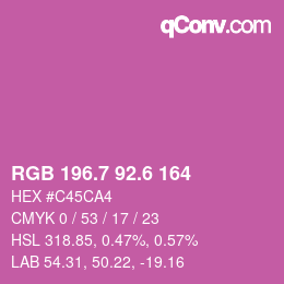 カラーコード: RGB 196.7 92.6 164 | qconv.com