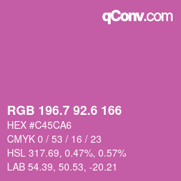 カラーコード: RGB 196.7 92.6 166 | qconv.com