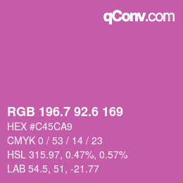 カラーコード: RGB 196.7 92.6 169 | qconv.com