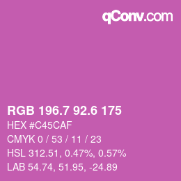 カラーコード: RGB 196.7 92.6 175 | qconv.com