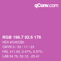 カラーコード: RGB 196.7 92.6 176 | qconv.com
