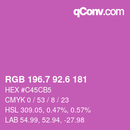 カラーコード: RGB 196.7 92.6 181 | qconv.com