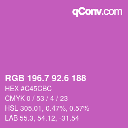 カラーコード: RGB 196.7 92.6 188 | qconv.com