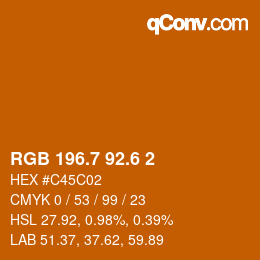 カラーコード: RGB 196.7 92.6 2 | qconv.com