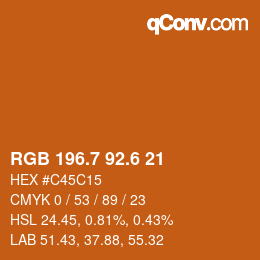 カラーコード: RGB 196.7 92.6 21 | qconv.com