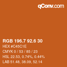 カラーコード: RGB 196.7 92.6 30 | qconv.com