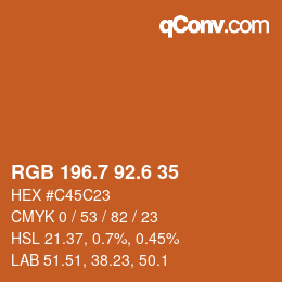 カラーコード: RGB 196.7 92.6 35 | qconv.com