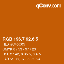 カラーコード: RGB 196.7 92.6 5 | qconv.com