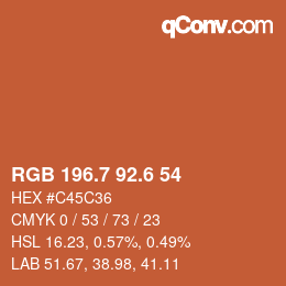 カラーコード: RGB 196.7 92.6 54 | qconv.com