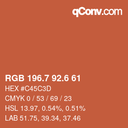 カラーコード: RGB 196.7 92.6 61 | qconv.com