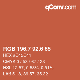カラーコード: RGB 196.7 92.6 65 | qconv.com