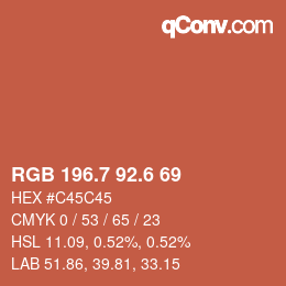 カラーコード: RGB 196.7 92.6 69 | qconv.com