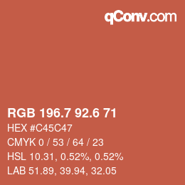 カラーコード: RGB 196.7 92.6 71 | qconv.com