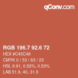 カラーコード: RGB 196.7 92.6 72 | qconv.com