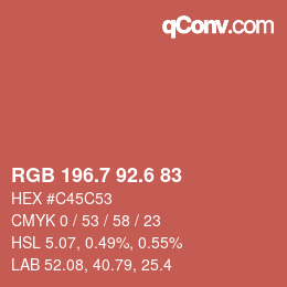 カラーコード: RGB 196.7 92.6 83 | qconv.com
