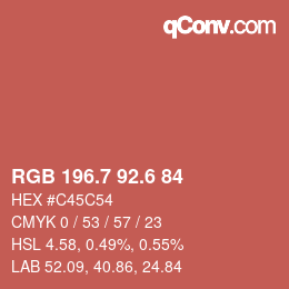 カラーコード: RGB 196.7 92.6 84 | qconv.com